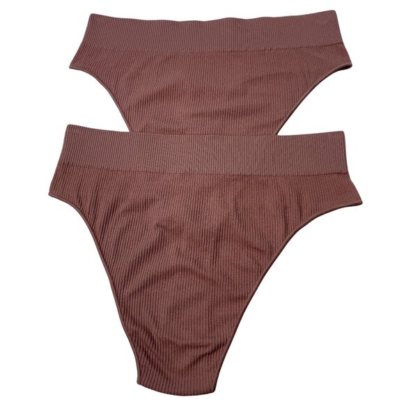 SKIMS Stretch Rib Thongs NEW Lot of 2 Rose Clay 4X/5X - Picture 1 of 10
